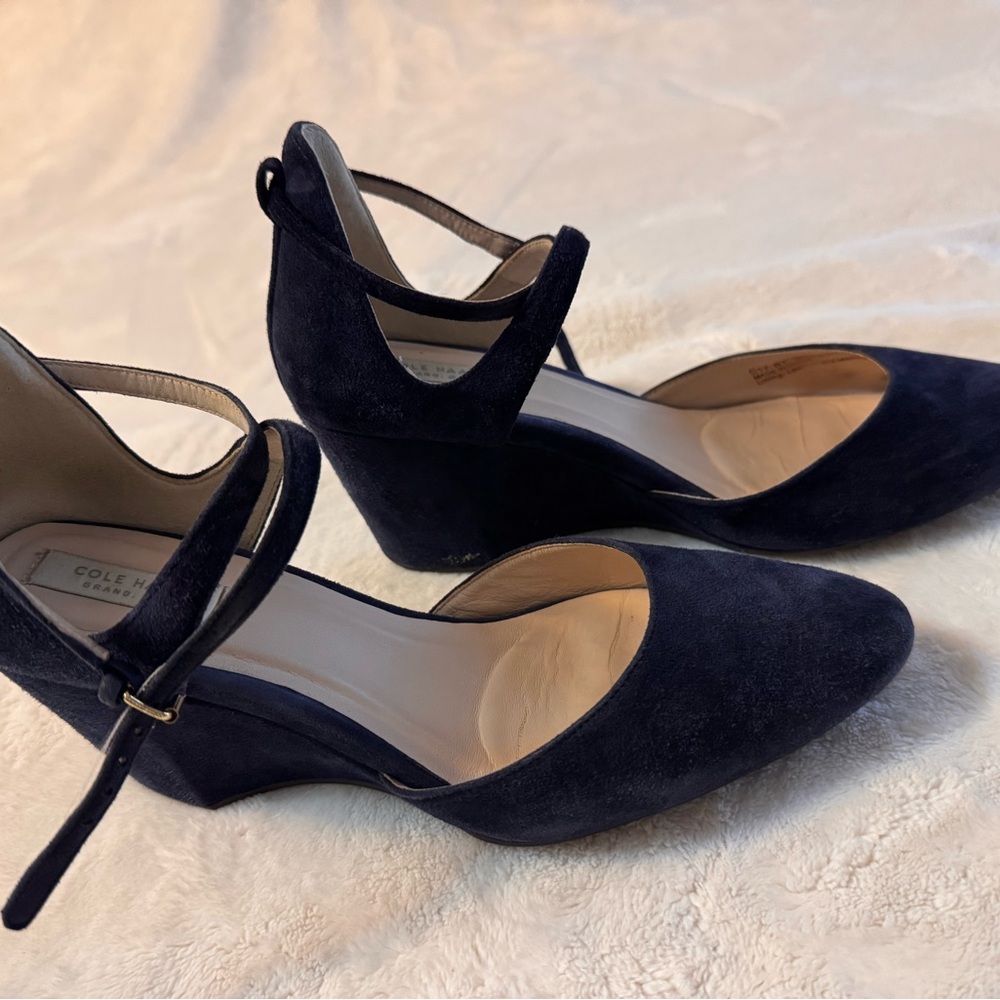 Cole Haan Blue Wedge Shoes with Crisscross Straps